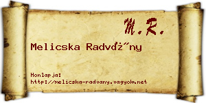 Melicska Radvány névjegykártya